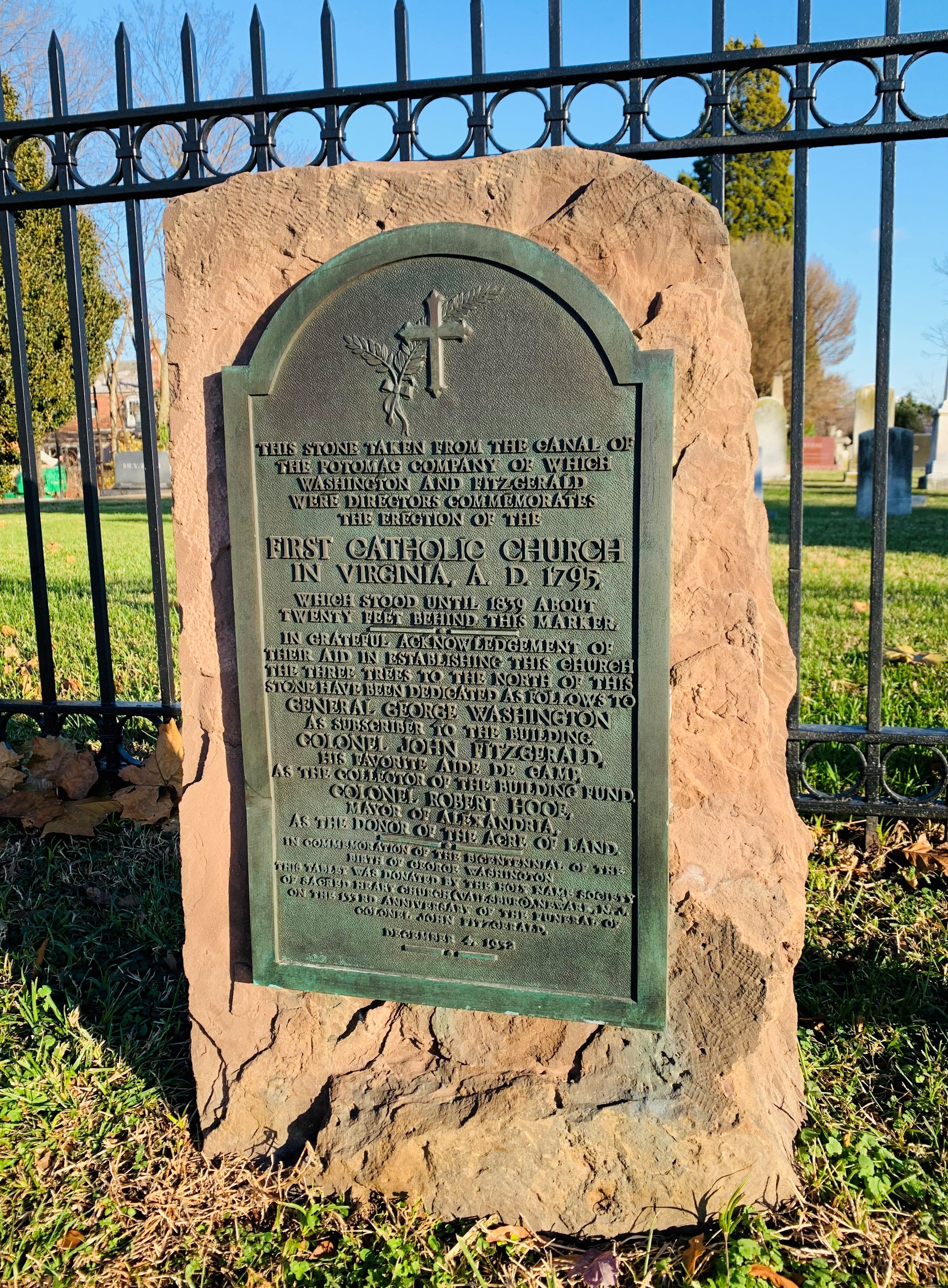 Basilica of St. Mary - historical marker at cemetery